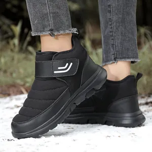 Stivali da Neve Caldi Invernali Per Coppia Unisex Foderati in Pile Tela Antiscivolo Chiusura a Strappo Stivali Bassi Casual Moda Outdoor