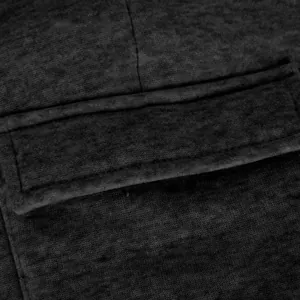 Close-up detail of the horizontal pocket and textured fleece fabric on men's sweatpants