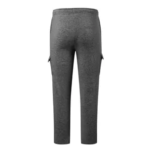 Rückansicht einer dunkelgrauen Winter-Fleece-Sweatjacke mit Multi-Taschen und geradem Beinschnitt