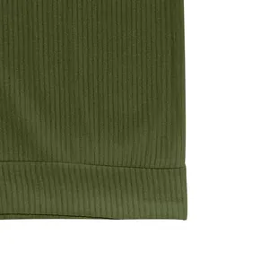 High-resolution macro detail of olive green heavy jacquard ribbed sweatshirt fabric texture.