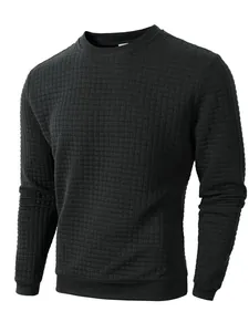 Modisches Herren-Sweatshirt mit schmaler Passform, Rundhalsausschnitt und Waffelmuster-Textur