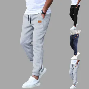 Men's Casual Cargo Jogger Pants Solid Color Patchwork Loose Straight Trousers Drawstring Elastic Waist Autumn Sweatpants