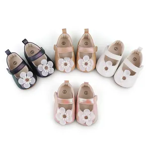 Weiche Baby-Lauflernschuhe mit großer Blumendekoration für Kleinkinder von 0-1 Jahr