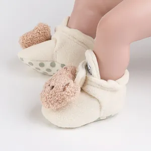 Ζεστά βρεφικά μποτάκια fleece με αρκουδάκι και αντιολισθητική σόλα