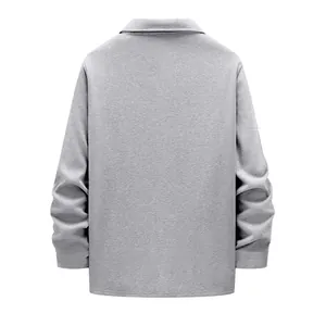 Back view of a premium grey heavyweight fleece-lined men's work jacket with a loose fit