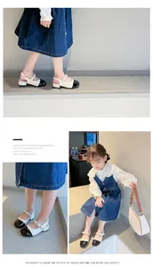 Girl's patent leather sandals with pearls and closed toe for summer princess style