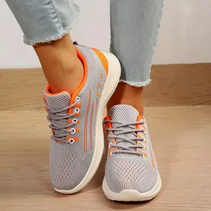 Baskets Décontractées en Tricot Volant pour Femmes Chaussures de Danse Respirantes à Semelle Souple Chaussures de Sport Légères à Plateforme pour Usage Quotidien