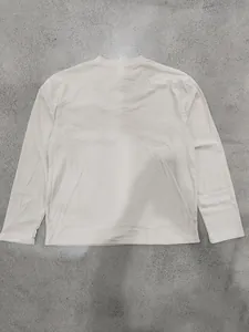 Detailed back view of a beige men's corduroy sweatshirt showing fine ribbed texture.