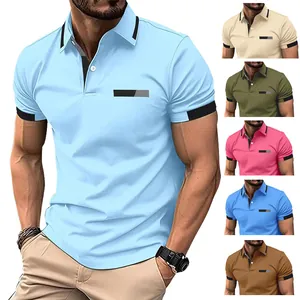 Detailansicht Herren Kurzarm Poloshirt mit falscher Brusttasche in verschiedenen Farben.