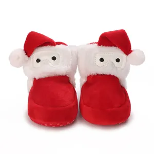 Festliche rote Plüsch-Nikolausschuhe für Babys mit weicher Sohle für den Winter