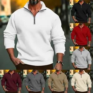 Felpa da uomo con mezza zip e collo alto, disponibile in vari colori e vestibilità comoda