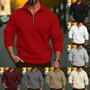 Felpa casual da uomo con collo alto e cerniera disponibile in diversi colori vivaci.
