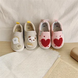 Cute cartoon toddler canvas shoes in beige ghost and pink heart styles