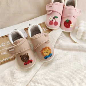Soft sole baby walker canvas shoes with cute animal and fruit embroidery patterns
