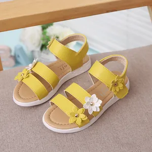 Sandalias amarillas de verano para niñas con encantadoras decoraciones de margaritas en 3D