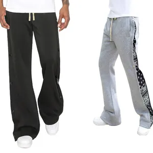 Pantalon de jogging hip-hop avec boutons-pression latéraux et empiècement paisley