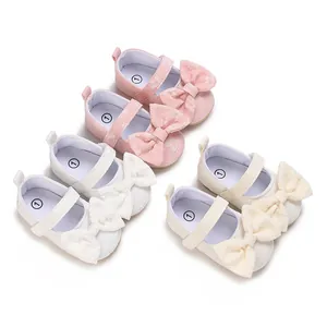Weiche Baby-Mädchen-Lauflernschuhe mit großer Schleife in drei Farben