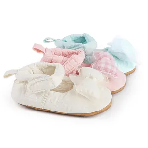 Chaussures de marche légères et souples pour bébé avec nœud en maille pour les 0 à 1 an