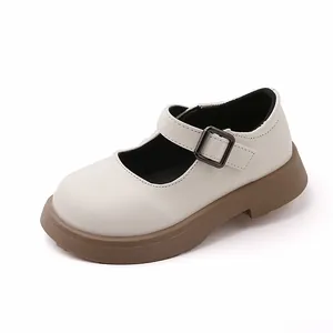 Chaussures Mary Jane classiques pour filles, blanc crème, semelle épaisse en gomme
