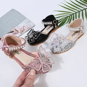 Girls Princess Shoes Glitter Bow Pearl Rhinestone Mary Jane Soft Sole Toddler Little Kid Performance Wedding Party Sandals