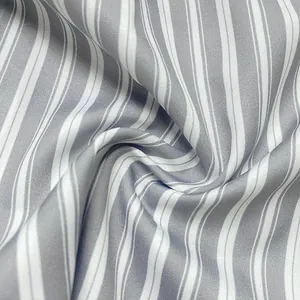 Macro view of soft grey and white striped fabric for men's casual lightweight robe