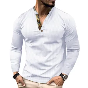 Detailed macro view of white waffle knit men's polo shirt with decorative collar pattern