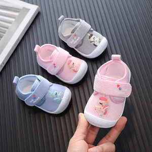 2024 Spring Baby Squeaky Shoes Cartoon Elephant Unicorn Toddler First Walker Shoes Anti-Slip Soft Sole Canvas Sneakers For Boys Girls 0-2 Years