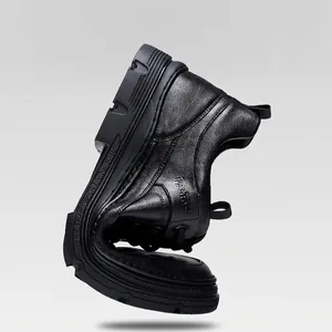 Chaussures décontractées en cuir noir souple pour hommes avec semelle douce style anglais