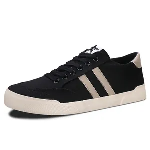 Atmungsaktive schwarze Herren-Leinenschuhe mit stylischen beige Streifen