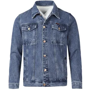 Men's Vintage Washed Denim Style Jacket Casual Polyester Color Block Lapel Single Breasted Top Outerwear Urban Fashion Men Clothing