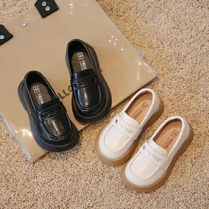 Mocassins Enfants Style Britannique Cuir PU Bout Rond Plateforme Chaussures Garçons Filles Spectacle Uniforme Scolaire Chaussures Plates