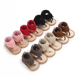 New Summer Fashion Tassel Baby Girls Sandals Breathable Soft Sole Flip Flop Toddler First Walker Shoes Slip On Beach Sandals