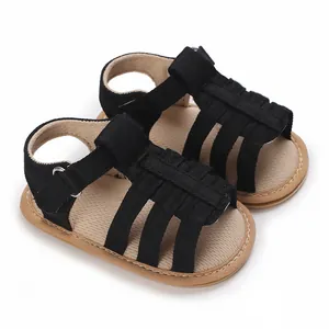 Baby Boys First Walkers Sandals Soft Sole Anti Slip Cotton Fabric Woven Summer Casual Infant Toddler Shoes Hook And Loop