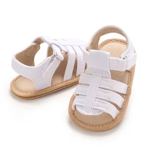 Sandali bianchi per neonati 0-1 anni, scarpe estive morbide e traspiranti dettaglio