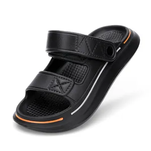 EVA strandsandalen voor heren, open teen, antislip dikke zachte zool, zwarte slippers