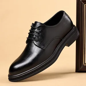 Men Classic Black Business Dress Shoes Lace Up Pointed Toe Formal Shoes Wear Resistant Leather Shoes For Office Work Wedding