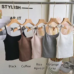 Premium ribbed cotton camisoles with built-in latex pads in five classic colors.