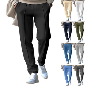 Collection de pantalons décontractés pour hommes unis à coupe droite et coutures devant