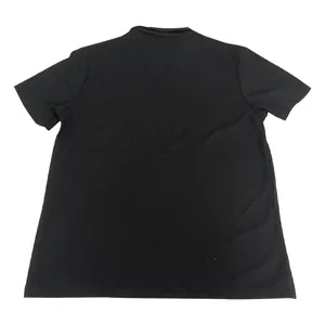 Vista posteriore della polo oversize da uomo in maglia a nido d'ape nero tinta unita