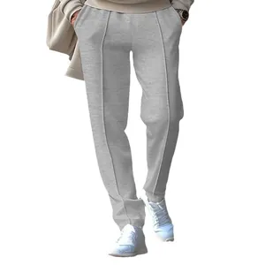 Pantalon décontracté gris pour homme à coupe droite et taille élastique confortable