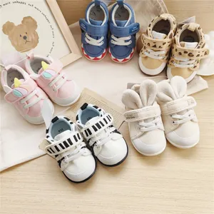 Comfortable soft sole baby walking shoes featuring cute cartoon animal designs for toddlers