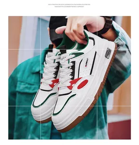 White hip-hop style casual sneakers for men with lightweight EVA foam sole details