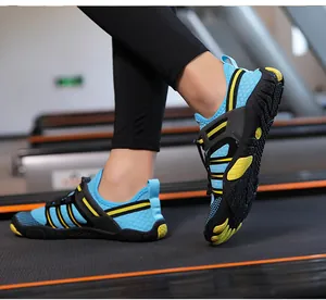 Side view of breathable blue water shoes for wading, yoga and fitness training