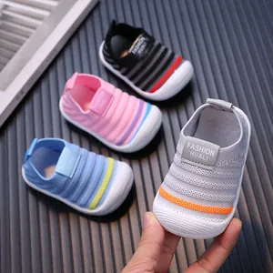 Breathable fly-knit baby walking shoes for infants aged 0-2 years in multiple colors