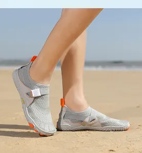 Breathable gray and orange quick-dry water shoes for beach and snorkeling