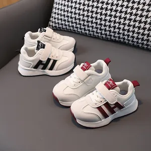 Toddler Kids Retro Sneakers Synthetic Leather Soft Sole First Walker Shoes Hook And Loop Anti Slip Children Casual Sport Shoes