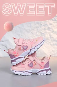 Süße rosa Mädchen Sportschuhe mit Herzdesign Klettverschluss und dicken weichen Sohlen
