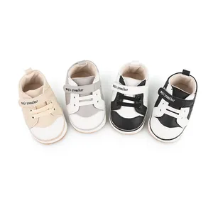 Detailed view of four color variants for soft-sole infant prewalker shoes for ages 0-1 year
