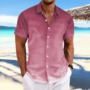 Vue détaillée d'une chemise pour homme à manches courtes avec imprimé palmier dégradé