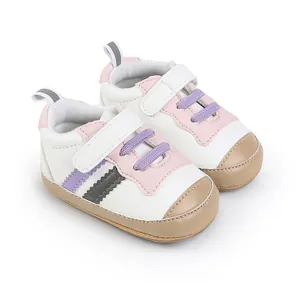 Scarpe primi passi morbide per neonati da 0 a 1 anno in bianco e rosa confortevoli